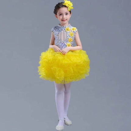 Sequined Tutu Dance Girl Costume Dress - Mad Fly Essentials