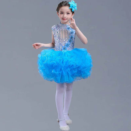 Sequined Tutu Dance Girl Costume Dress - Mad Fly Essentials