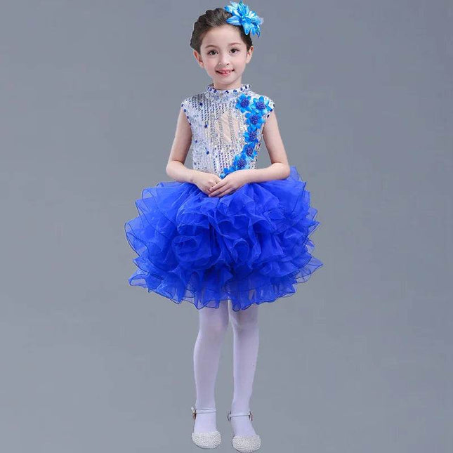 Sequined Tutu Dance Girl Costume Dress - Mad Fly Essentials