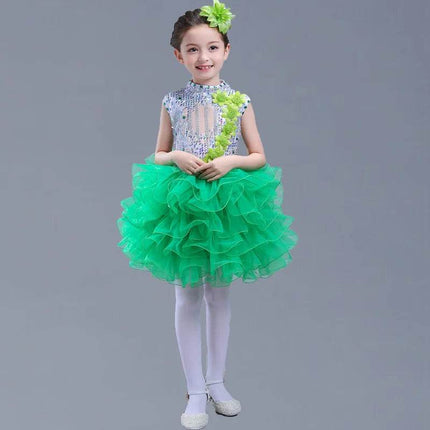 Sequined Tutu Dance Girl Costume Dress - Mad Fly Essentials