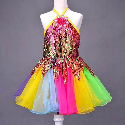 Sequined Tutu Dance Girl Costume Dress - Mad Fly Essentials