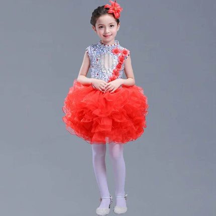 Sequined Tutu Dance Girl Costume Dress - Mad Fly Essentials