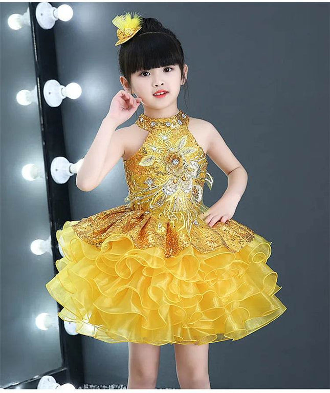Sequined Tutu Dance Girl Costume Dress - Mad Fly Essentials