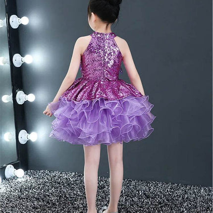 Sequined Tutu Dance Girl Costume Dress - Mad Fly Essentials