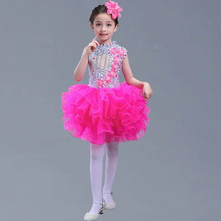Sequined Tutu Dance Girl Costume Dress - Mad Fly Essentials