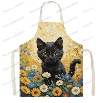 Kitchen Apron Hip Hop Cat Animal Linen Apron - Kitchen Apron - Sun Home - Mad Fly Essentials