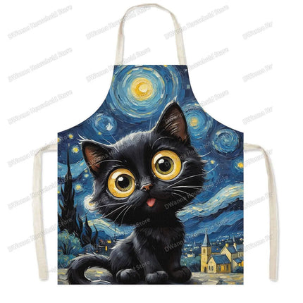 Kitchen Apron Hip Hop Cat Animal Linen Apron - Kitchen Apron - Sun Home - Mad Fly Essentials