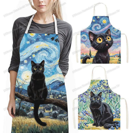 Kitchen Apron Hip Hop Cat Animal Linen Apron - Kitchen Apron - Sun Home - Mad Fly Essentials