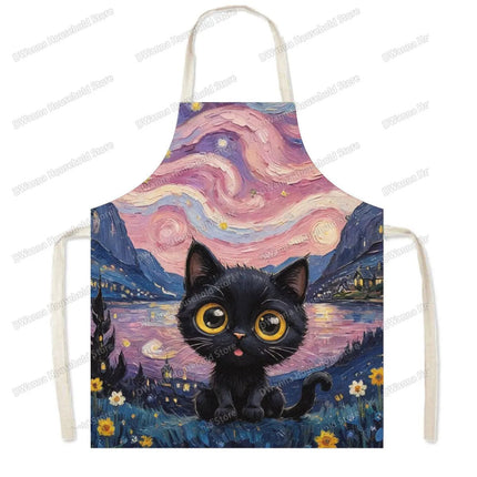 Kitchen Apron Hip Hop Cat Animal Linen Apron - Kitchen Apron - Sun Home - Mad Fly Essentials