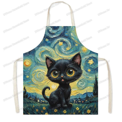 Kitchen Apron Hip Hop Cat Animal Linen Apron - Kitchen Apron - Sun Home - Mad Fly Essentials