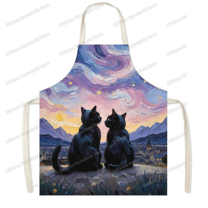 Kitchen Apron Hip Hop Cat Animal Linen Apron - Kitchen Apron - Sun Home - Mad Fly Essentials