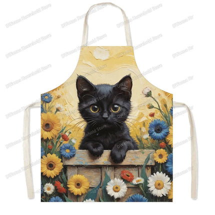 Kitchen Apron Hip Hop Cat Animal Linen Apron - Kitchen Apron - Sun Home - Mad Fly Essentials