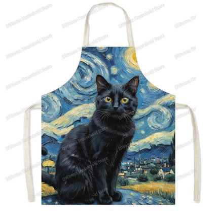 Kitchen Apron Hip Hop Cat Animal Linen Apron - Kitchen Apron - Sun Home - Mad Fly Essentials