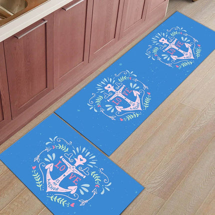 Kitchen Dark Blue Anchor Striped Floor Decor - Floor Decor - Retro Rugs - Mad Fly Essentials