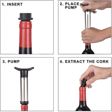 Kitchen Essentials Stainless Wine Stopper Vacuum Pump - Kitchen Essentials - VanKood - Mad Fly Essentials