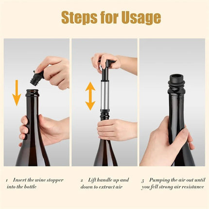 Kitchen Essentials Stainless Wine Stopper Vacuum Pump - Kitchen Essentials - VanKood - Mad Fly Essentials