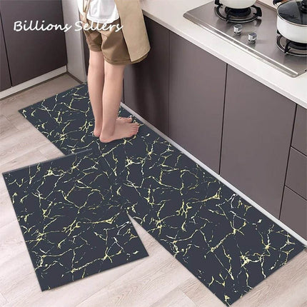 Kitchen Floor Mat Abstract Black Gold Doormat - Doormat - King Billion - Mad Fly Essentials