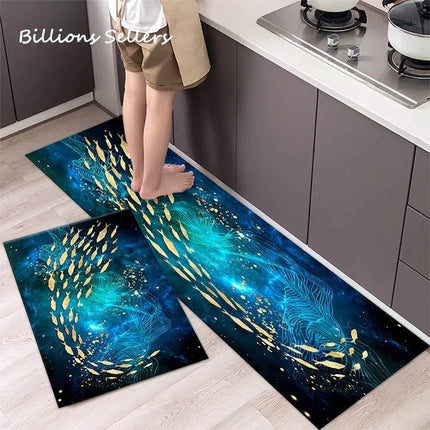 Kitchen Floor Mat Abstract Black Gold Doormat - Doormat - King Billion - Mad Fly Essentials