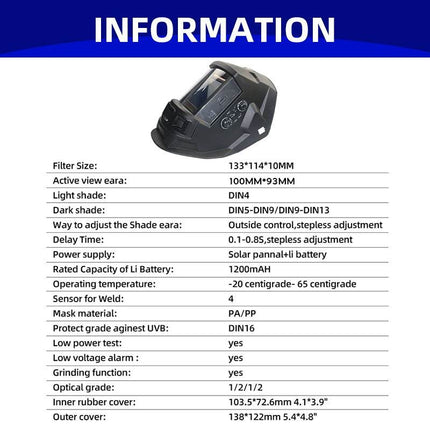 Large Screen Solar Auto Dimming Welding Mask - Welding Mask - JALU - Mad Fly Essentials