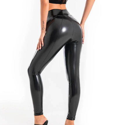 Leather High Waist Black Leggings Women Clubwear - Leggings - Sexy Goddess - Mad Fly Essentials