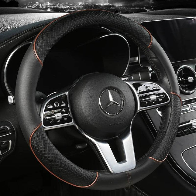 Leather Stitch Steering Wheel Cover Auto Essentials - Auto Essentials - Autoeye - Mad Fly Essentials