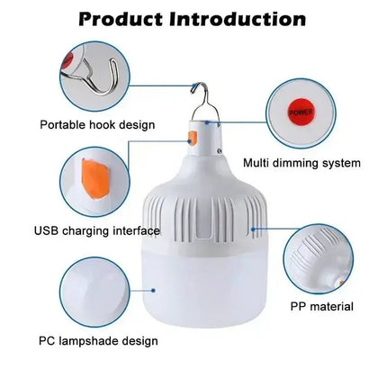 LED Bulb USB Rechargeable Solar 80 - 500W Camping Lantern - LED Bulb - Heinast - Mad Fly Essentials