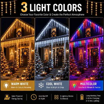 LED Fairy Light 3.5M-13M Solar Xmas Icicle Lights - LED Fairy Light - Topdii - Mad Fly Essentials
