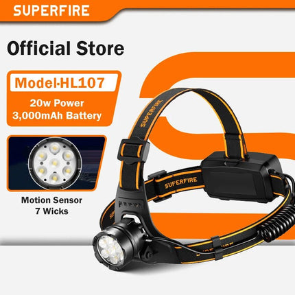 LED Flashlight Headlamp Superfire HL107 Rechargeable Camping Light LED Flashlight Superfire Mad Fly Essentials