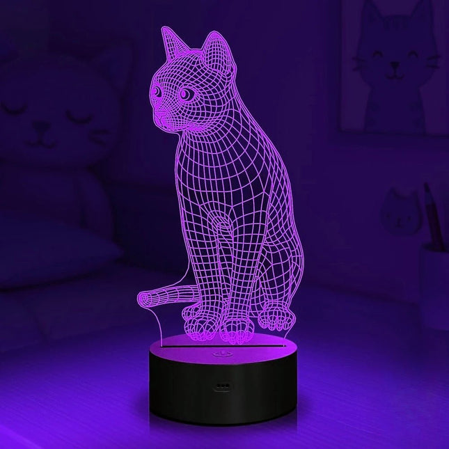 LED Night Light 3D Cat 7-Color Night Light - LED Night Light - Sololandor - Mad Fly Essentials
