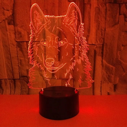 LED Night Light 3D Wolf Kids Room Table Lamp - LED Night Light - LED FAIRY - Mad Fly Essentials