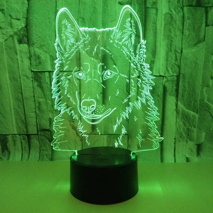 LED Night Light 3D Wolf Kids Room Table Lamp - LED Night Light - LED FAIRY - Mad Fly Essentials
