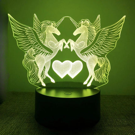 LED Night Light Double Horse-Unicorn 3D Night Light - LED Night Light - TDRSHINE - Mad Fly Essentials