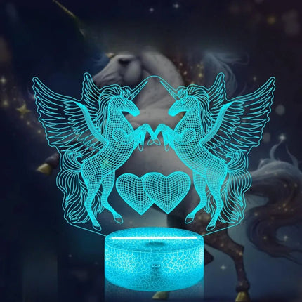 LED Night Light Double Horse-Unicorn 3D Night Light - LED Night Light - TDRSHINE - Mad Fly Essentials