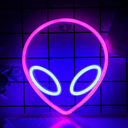 LED Night Light Neon Alien Head Sign USB Light - LED Night Light - LiHangStar - Mad Fly Essentials