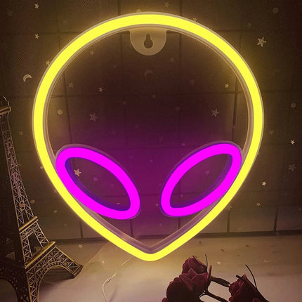 LED Night Light Neon Alien Head Sign USB Light - LED Night Light - LiHangStar - Mad Fly Essentials