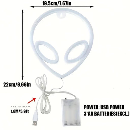 LED Night Light Neon Alien Head Sign USB Light - LED Night Light - LiHangStar - Mad Fly Essentials