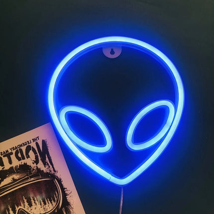 LED Night Light Neon Alien Head Sign USB Light - LED Night Light - LiHangStar - Mad Fly Essentials