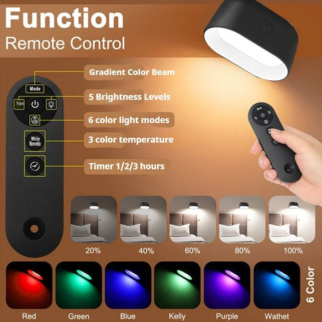 LED Wall Sconce Indoor Magnetic Remote RGB 360 Wall Lamp - LED Wall Sconce - Kakaxi - Mad Fly Essentials