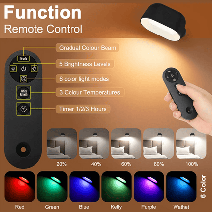 LED Wall Sconce Indoor Magnetic Remote RGB 360 Wall Lamp - LED Wall Sconce - Kakaxi - Mad Fly Essentials