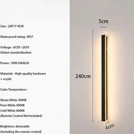 LED Wall Sconce IP67 Waterproof Outdoor Linear Luminaire - LED Wall Sconce - Khelse - Mad Fly Essentials