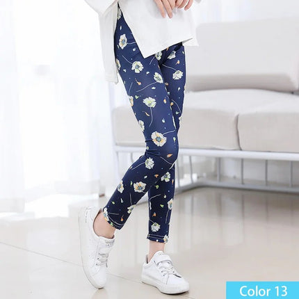 Leggings Girl Stretchy Floral Slim Pants - Leggings - SLAIXIU - Mad Fly Essentials