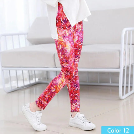 Leggings Girl Stretchy Floral Slim Pants - Leggings - SLAIXIU - Mad Fly Essentials