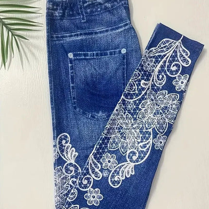 Leggings Women Denim Pocket Slim Fit Pants - Leggings - Miss Molly - Mad Fly Essentials