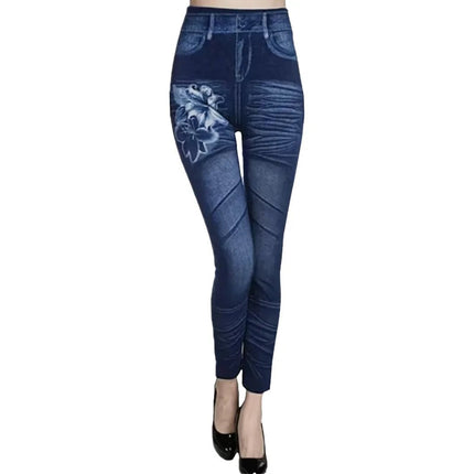 Leggings Women Plus Size High Waist Denim Look Pants - Leggings - Punk Rave - Mad Fly Essentials