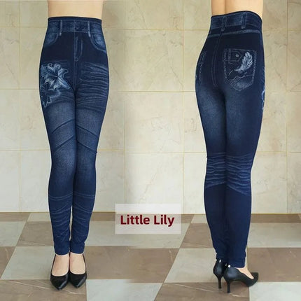 Leggings Women Plus Size High Waist Denim Look Pants - Leggings - Punk Rave - Mad Fly Essentials