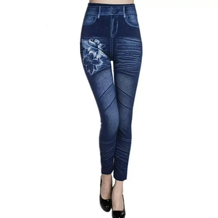 Leggings Women Plus Size High Waist Denim Look Pants - Leggings - Punk Rave - Mad Fly Essentials