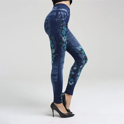 Leggings Women Plus Size High Waist Denim Look Pants - Leggings - Punk Rave - Mad Fly Essentials