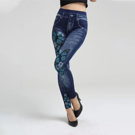 Leggings Women Plus Size High Waist Denim Look Pants - Leggings - Punk Rave - Mad Fly Essentials