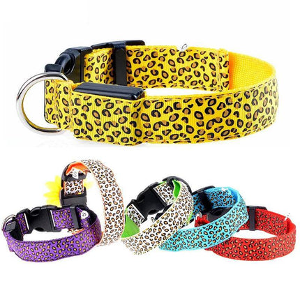 Leopard Dog Luminous Adjustable LED Pet Collar - LED Pet Collar - KAJIPET - Mad Fly Essentials