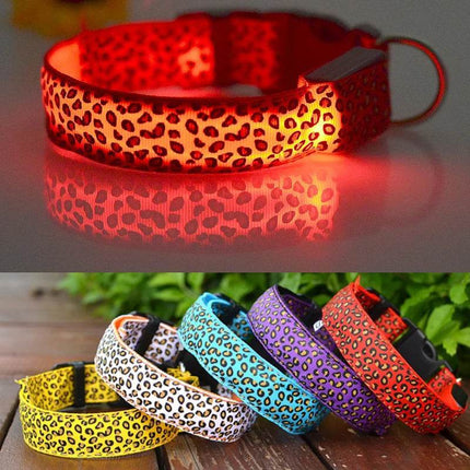 Leopard Dog Luminous Adjustable LED Pet Collar - LED Pet Collar - KAJIPET - Mad Fly Essentials